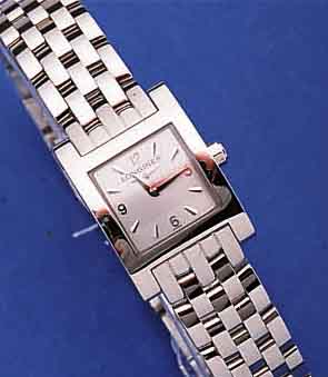 LONGINES DAMENARMBANDUHR, EDELSTAHL INCL. BAND M. FALTSCHL., GEW. SAPHIRGL., QUARTZ, AB HERST. WASSERDT. 30 M, LAGERWARE, ORIG. HüLLE FüR ...