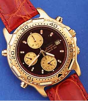 SEIKO HERRENARMBANDUHR CHRONOGRAPH, QUARTZ, METALL VERG., EDELST.BD., AB HERST. WASSER- GESCH., ORIG. LEDERBD., BEDIENUNGSANL., LAGERWARE, ...