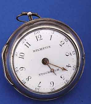 HELMSTIN STOCKHOLM SPINDELHERRENTASCHENUHR, ENGLAND/SCHWEDEN IM ÜBERGEH. SILBER, HALL- MARK VON LONDON 1791, SPINDELBRüCKE M. ...