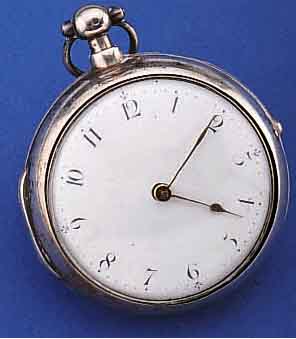 JOHN COLJOHN COLLINS SPINDELHERRENTASCHENUHR, M. ÜBERGEH. IN SILBER, ENGLAND, HALLMARK LONDON, 1806, GEW. EMAILBL., VERG. PLATINENW., ANTRIEB ...