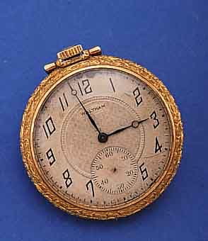 WALTHAM OFFENE HERRENTASCHENUHR, USA UM 1921, WOHL ZWEITGEH. M. GG-AUFL. (BODEN U. GLASR. GESCHR.), VERS. ORIG.-BLATT ZUM RAND ZU FL., ...