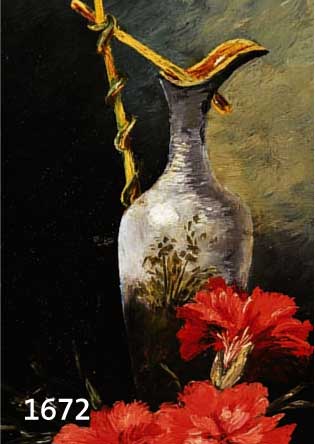 UNBEUNBEKANNTER KÜNSTLER, MITTE 20. JH., STILLEBEN MIT NELKEN UND VASE, ÖL/LWD., 33 X 17 CM, AUF KARTON AUFGEKLEBT, MIN. REST., RAHMEN