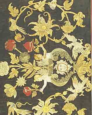 BROKAT AUF SEIDE, FRANKREICH, 100 X 70CM, EHZ 3-4, UM 1750, MUSEAL.
