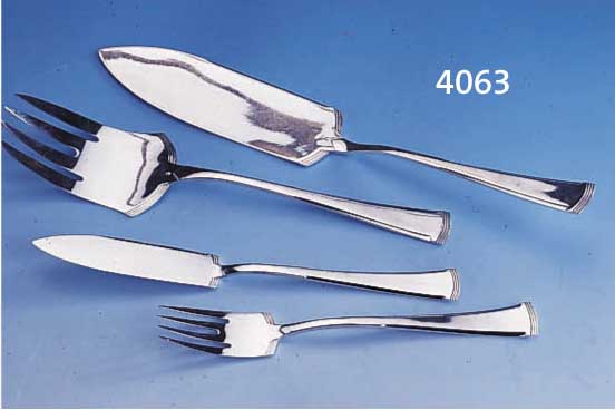 FISCHBESTECK, WMF, LEGIERUNG BRITANIA, 1905/ 10, VERSILBERT, REINE SEZESSION-STIL, BESTEHEND AUS 6 GABELN, 6 MESSER, 2 VORLEGE- TEILE, IN DER ...