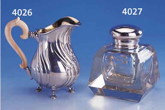 TINTENFAß, KORPUS GLAS GESCHNITTEN, DECKEL SILBER, POSEN, POLEN, 1840/50, 13-LöTIG, GLASKöRPER MIT STERNSCHLIFF, BEZ. STADTMARKE, POSEN UND ...