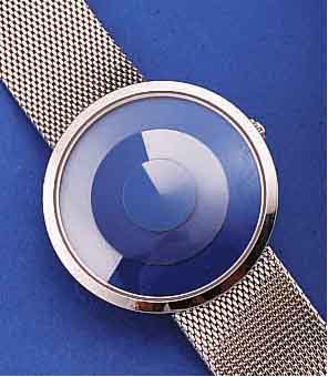 TIMEDIMENSION HERRENARMBANDUHR MYSTERIEUSE AUTOMATIK, DESIGNERMODELL, EDELST. POL., EDELST.-FLECHTB., SIGN. AUF SCHLIEßE, ORIG.- ...