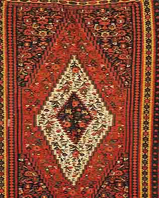 SESENNEH KELIM, PERSIEN, 145 X 112CM, EHZ 2-3 WOLLE AUF WOLLE, CA.60 JAHRE