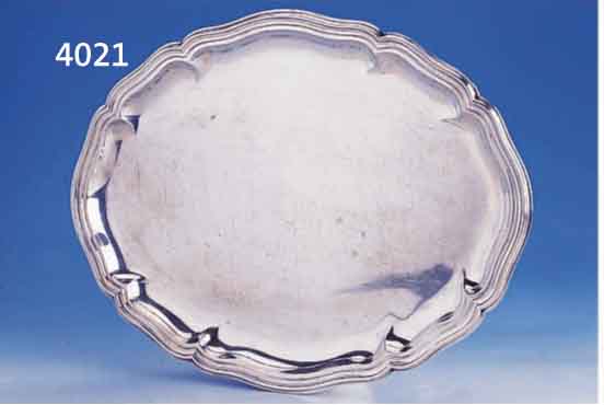 ANBIETTELLER, 830ER SILBER, BRUCKMANN & SöHNE HEILBRONN, CA. 420G, BAROCKSTIL, 34 X 26 CMGEBR.SPUREN