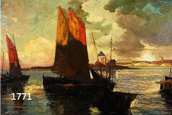 ENZKENZKÖHLER, DEUTSCHER MALER, UM 1900, FISCHERBOOTE AN DER NIEDERLÄNDISCHEN KÜSTE, ÖL/LWD, KLEINERE FLICKSTELLEN, RE. U. SIGN., CA. 65 X 86 ...
