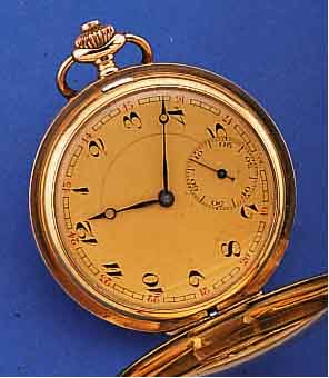 DOMINIO SAVONETTE HERRENTASCHENUHR, SCHWEIZ FüR DEN DTSCH. MARKT UM 1912, RG 585/000, BEI-DE SCHALEN SYM. GUILL., VERG. BLATT, AUßEN ROT13-24, ...