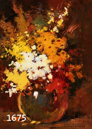 FUNKE, BERND, 1902 ESSEN, WIRKTE IN KöLN, BLUMENSTRAUSS IN KUGELVASE, ÖL/MALKARTON, SIGN., CA.: 30 X 24 CM, R.