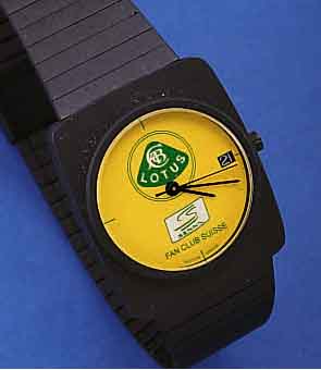 PININ FARINA DESIGNERARMBANDUHR LOTUS/SENNA FANCLUB SWISSE, EDELST., SCHW. MATT., AUF ZIFFERBL. LOGO GLEICHN. AUTOFIRMA, ...