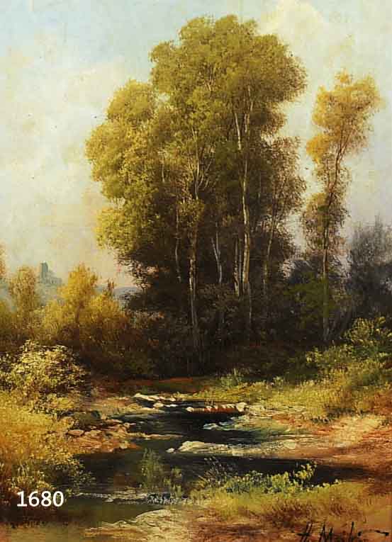 MARKO, HENRY, 1855 - 1921, LANDSCHAFTSMALER,ZWEI GEGENSTüCKE: BäUERIN AUF DEM WEG NEBEN EINEM FLUSS IN HERBSTLICHER LANDSCHAFT, SOM- MERLICHE ...