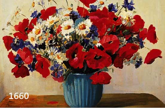RANG, CARL, 1886 FREIBURG, WAR TäTIG IN FRANKFURT/M., FELDBLUMENSTRAUSS MIT MOHNBLUMEN, ÖL/LWD., SIGN., CA.: 50 X 60 CM, R.