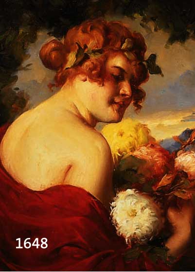 ROTTMANN, MOZART, 1874 UNGVAR/UNGARN, STUDIERTE IN BUDAPEST, WIEN UND MüNCHEN, JUNGEFRAU ALS FLORA, ÖL/LWD. (REST.), SIGN., CA.: 69 X 56 ...