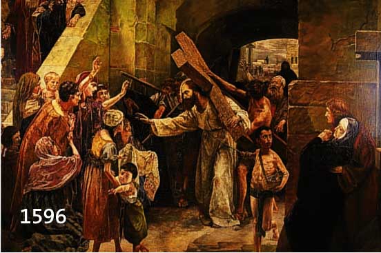 UMKREIS DES A. GEBHARDT, QUALITäTSVOLLE MALEREI DES 19. JH., CHRISTUS AUF DEM WEG NACH GOLGATHA, VIELFIGU- RIGE SZENE, ...