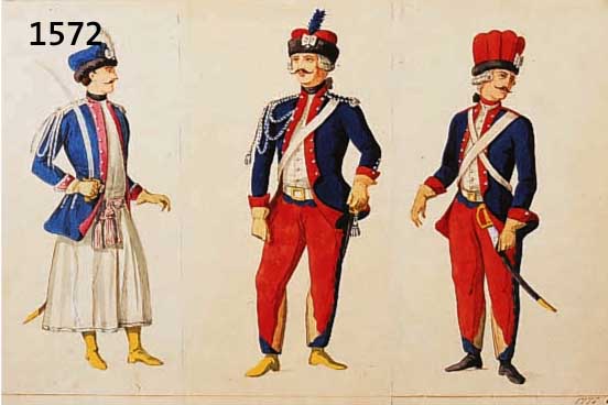 UNBEK. KüNSTLER WOHL 18. JH., KONVOLUT VON 6 AQUARELLEN, JE DREI IN EINEM RAHMEN, SOLDATEN IN IHREN UNIFORMEN "CAVALLE- RIE ...