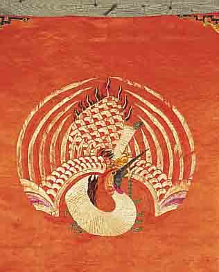 SEIDENTUCH CHINA, BESTICKT, 58 X 52CM, EHZ 1-2, UM 1870