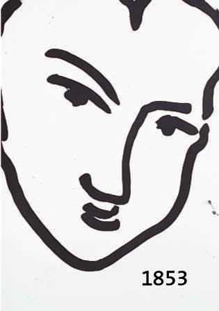 MATIMATISSE, HENRI, 1869-1954, NADIA AU VISAGE PEUCHé, LITHOGRAPHIE ÜBER CREMEFARBENEM GRUND, NACH EINER ZEICHNUNG VON 1948, IN DER PLATTE ...