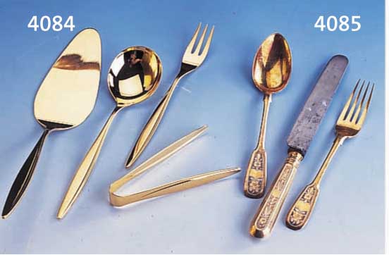27-TEILIGES KAFFEEBESTECK, WMF, 50ER JAHRE, SILBER VERGOLDET, BEST. AUS: 12 KUCHEN- GABELN, 5 GR. UND 7 KL. KAFFEELöFFEL, ...