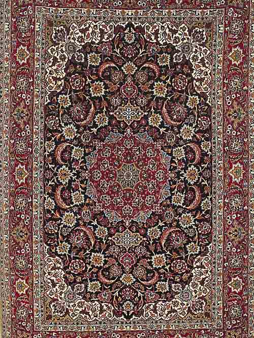 ESFAHAN FEIN, PERSIEN, 230 X 153CM, EHZ 2 KORKWOLLE MIT UND AUF SEIDE, CA.10 JAHRE