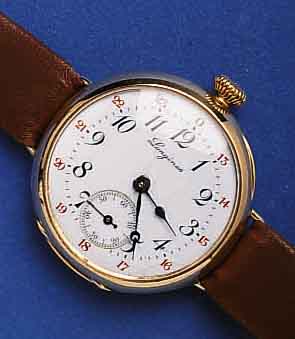 LONGINES LONGINES DAMENTASCHENUHR ALS ARMBANDUHR, SCHWEIZ UM 1911 (UMBAU CA. 1930), GG 585/000, SCHANIERBODEN, SCHARNIERGLASR., ORIG.-EMAIL- BL. ...