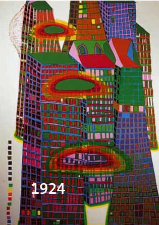 HUNDERTWASSER, FRIEDENSREICH, 1928-2000, GOOD MORNING CITY, FARBSIEBDRUCK MIT METALL- FOLIENPRäGUNG, NUM. 83/10000, HANDSIGNIERT UND ...