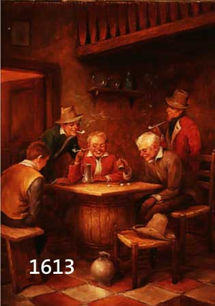 LANDWEHR, KURT, GEB. 1921 BIELEFELD, BEIM WüRFELSPIEL, ÖL/LWD, RE. U. SIGN., CA. 60 X 50 CM, R.