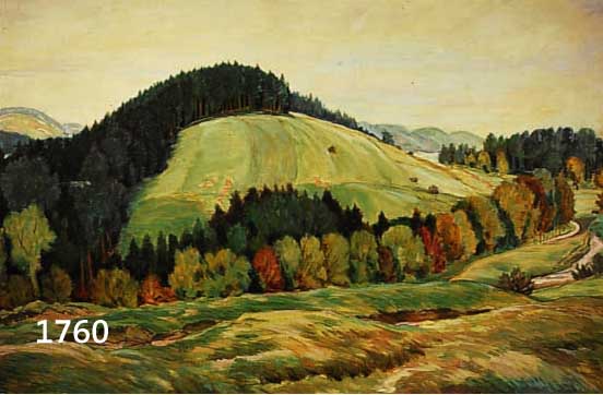 SCHSCHRÖDER, H., DATIERT 1924, HÜGELIGE LANDSCHAFT, ÖL/LWD, LI. U. SIGN. UND DAT., CA. 65 X 80 CM, RAHMEN BESCH.