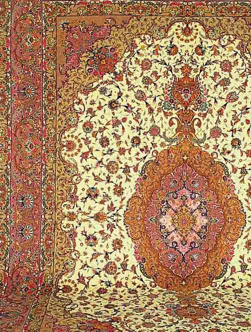 TäBRIZ FEIN, PERSIEN, 414 X 296CM, KORKWOLLE MIT UND AUF SEIDE, CA.750.000 KN/QM