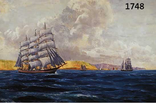 FÜRSFÜRST, GEO, 1888 NÜRNBERG, WAR TÄTIG IN MÜNCHEN, MARINE- UND LANDSCHAFTS- MALER, DREIMASTER VOR DER KÜSTE, ÖL/LWD., SIGN., CA.: 62 X 98 ...