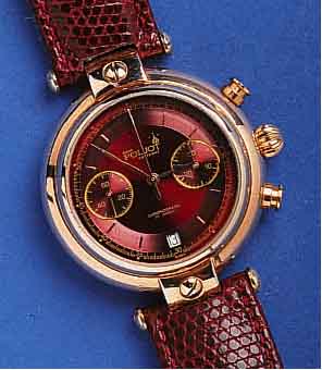 POLJOTPOLJOT ARMBANDCHRONOGRAPH BEZEICHNET INTERNA- TIONAL, RUSSLAND UM 1994, METALL ROTVERG., BEIDS. MINERALVERGL., LEDERB. M. ORIG.-STIFT- ...