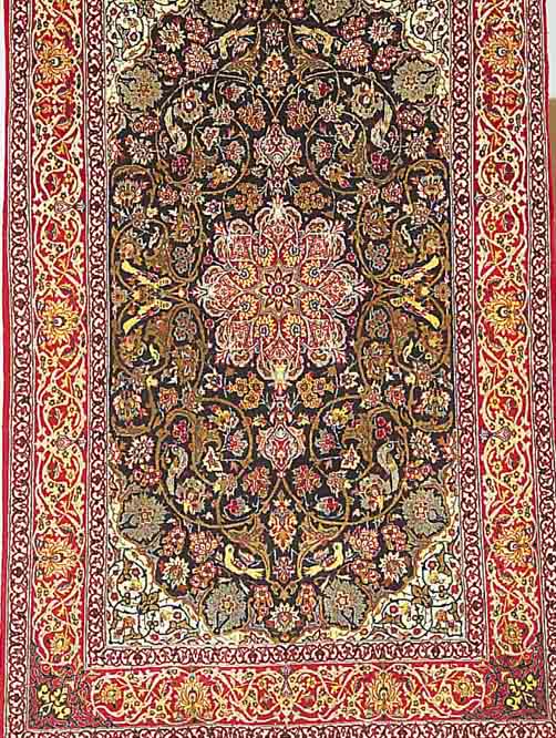 ESFAHAN FEIN, PERSIEN, 165 X 100CM, EHZ 1-2KORKWOLLE MIT UND AUF SEIDE, CA.20 JAHRE CA.900.000 KN/QM