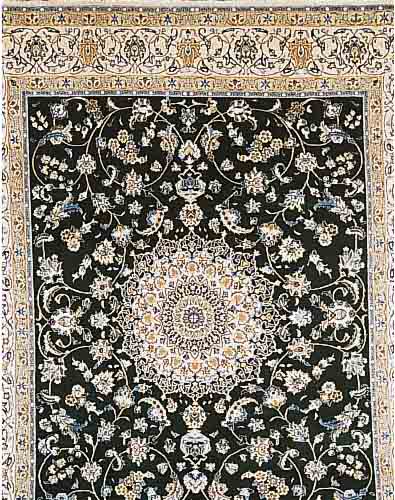 NAIN, PERSIEN, 300 X 250CM, FLOR WOLLE MIT SEIDE, DUNKELGRüN