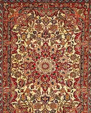 ESFAHAN,PERSIEN CA 100 X 72CM. KORK WOLLE AUF SEIDE
