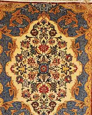 ESFAHAN,PERSIEN CA 95 X 75CM. KORK WOLLE AUF SEIDE