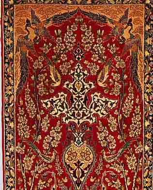 ESFAHAN,PERSIEN CA 103 X 70CM. KORKWOLLE AUF SEIDE