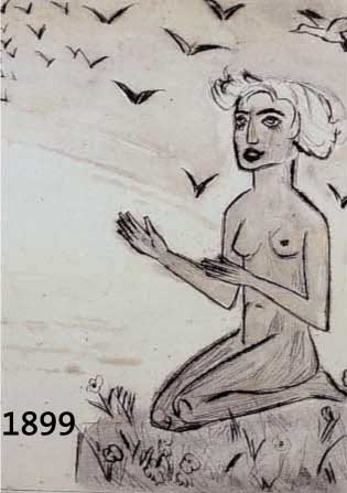 PECHSTEIN, HERMANN MAX, 1881-1955, DAS WEIßE WEIB, RADIERUNG VON 1923, RE. U. HANDSIGNIERT, CA. 23,5 X 18 CM, PP, U.GL., R.