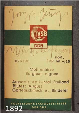 BEUYS, JOSEPH, 1921-1986, SAMENTüTE MOHRENHIRSE AUS DER DDR, HANDSIGNIERT UND BESCHRIFTET: WIRTSCHAFTSWERT,IM ...