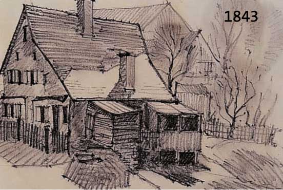 HECKENDORF, FRANZ, 1888 BERLIN-1962 MÜNCHEN, GEBÄUDEANSICHT, BLEISTIFTZEICHNUNG AUF PAPIER, RE. U. MONOGR., DAT. 53 UND BEZ.: AN DER ROTTACH, CA. ...