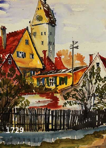 HECKENDORF, FRANZ, 1888 BERLIN-1962 MüNCHEN, STADTANSICHT, MEHRFARBIGES AQUARELL, RE. U. MONOGR., CA. 34,5 X 26,5 CM