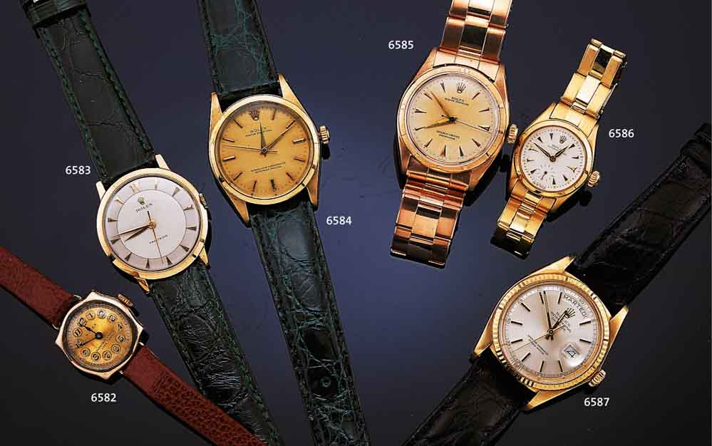 ROLEX HERRENARMBANDUHR, SCHWEIZ/USA UM 1961,GG 585/000, GLASR. GEDR., BODEN M. WIDMUNGS- GRAV. 1962, BLATT REST., AUFGES. GOLD-STD.- ZEICHEN, ...