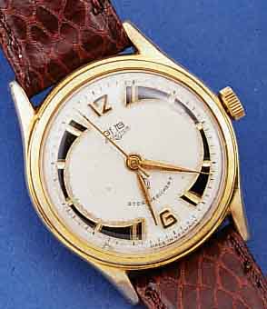 GUB HERRENARMBANDUHR, KAL. 60,3, GÜTEUHR M. INDIR. ZENTRALSEK., METALL VERG., BER., EDEL- ST.-SCHR.-BODEN, LEDERBD. NEU, BLATT ALTERSBED FL., 18 ...