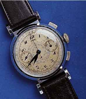 SPARTA SPARTA ARMBANDCHRONOGRAPH, BASISKAL. VON LANDERON, UM 1938, METALL VERCHR., BEWEGL. BANDANST., EDELST.-BODEN U. GLASR. GEDR., ORIG.-BLATT ...