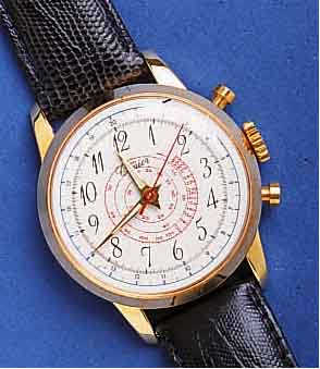 CIMIER HCIMIER HERRENARMBANDUHR SCHEINCHRONOGRAPH, SCHWEIZ UM 1962, METALL VERG., EDELST.-BODEN GEDR., TACHYMETERINNENSKALA, EINFACHE STOPP- FKT. ...
