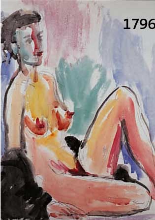 EMMEREMMERICH, ANDRé, GEB. 1949 FLEURANCE/SÜDFRANK- REICH, LEBT UND ARBEITET AN DER BERGSTRAßE, SITZENDER WEIBLICHER AKT, AQUARELL UND ACRYL ...