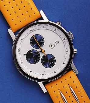 MERCEMERCEDES BENZ ARMBANDCHRONOGRAPH, WERBEUHR GLEICHNAMIGER AUTOFIRMA FÜR SLK MODELL, EDEL- ST. POL., SAPHIRFLACHGL., 1/10-SEK.-STOPPAUFL. ...