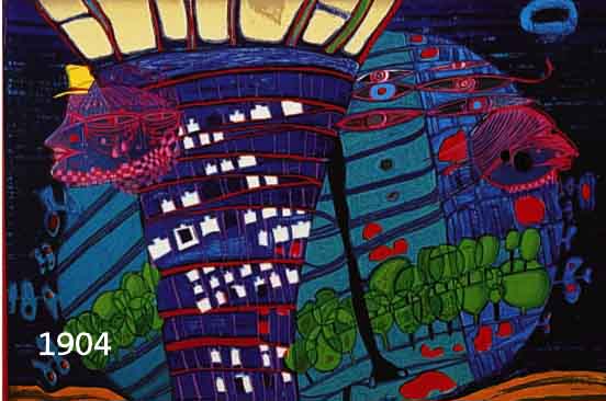 HUNHUNDERTWASSER, FRIEDENSREICH, 1928-2000, FLUCHT INS ALL, AUS DER REGENTAG-MAPPE, NUM. 2303/3000, CA. 49 X 67 CM