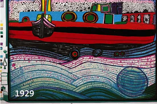 HUNDERTWASSER, FRIEDENSREICH, 1928-2000, REGENTAG AUF LIEBE WELLEN, AUS DER REGENTAG- MAPPE, NUM. 2303/3000, CA. 49 X 67 CM