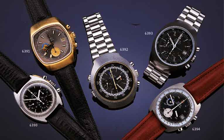 OMEGA ARMBOMEGA ARMBANDCHRONOGRAPH FLIGHTMASTER, SCHWEIZ UM 1973, MASSIV EDELST.-GEH., EDELST.- BAND, BODEN GESCHR., MINERALFLACHGL., ZWEIT- ...